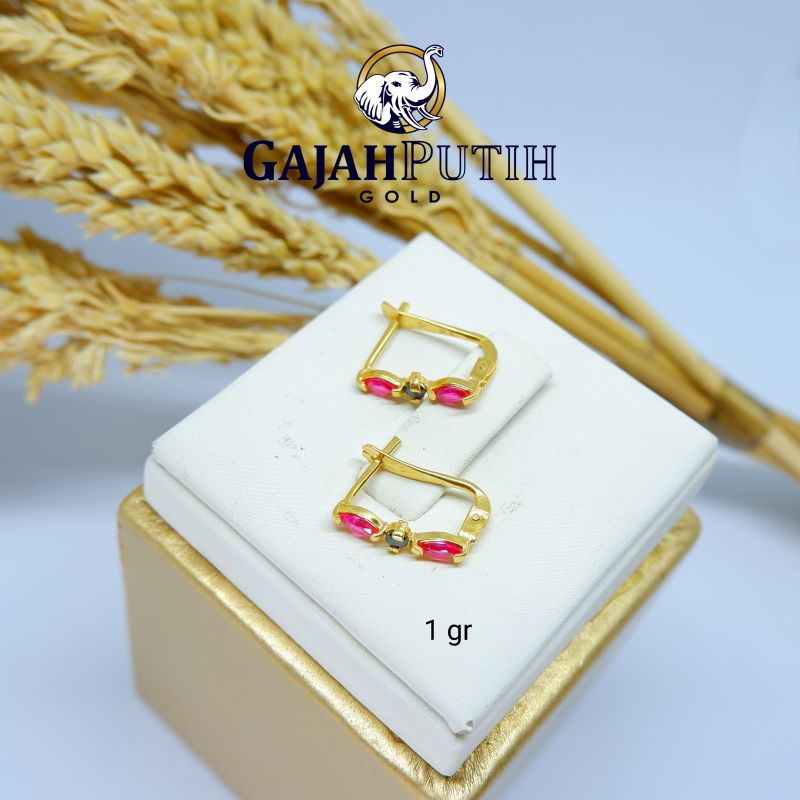 1gr Anting Model Permata Klep Besar Emas Asli kodeO410