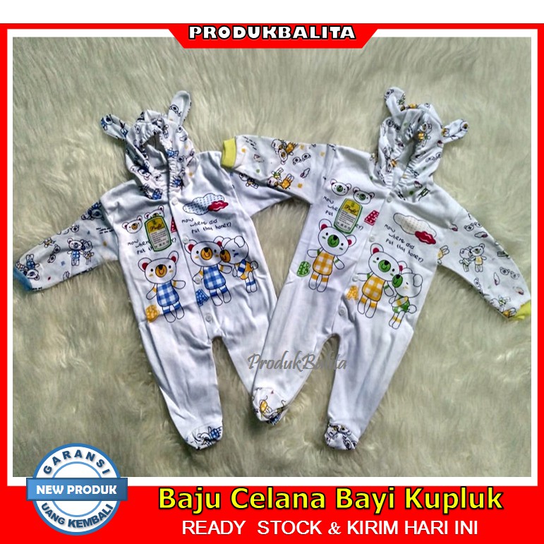 Baju Celana Bayi Jumper Kupluk Kaki Tutup