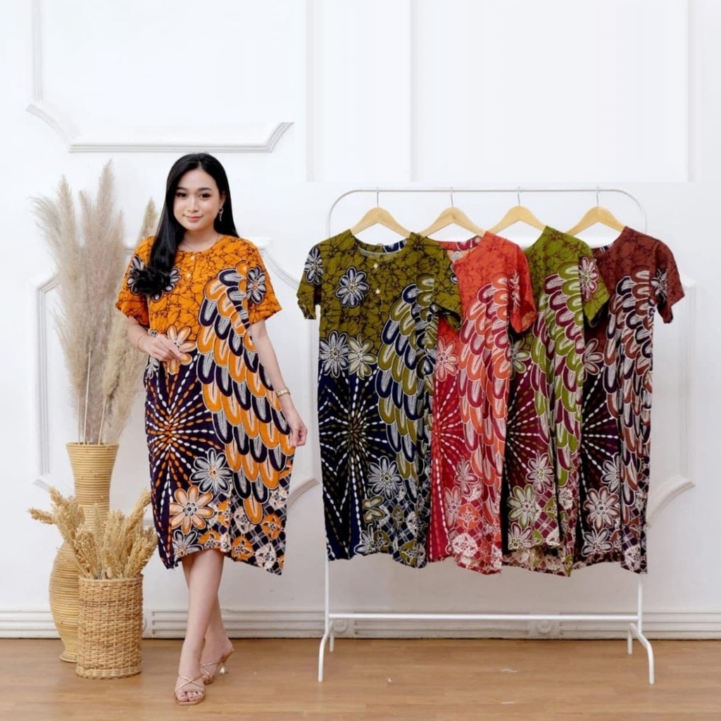 Daster Kencana Ungu Batik - Daster Busui LD 105 - Atasan Wanita - Batik Motif Abstrak Kekinian-Merak