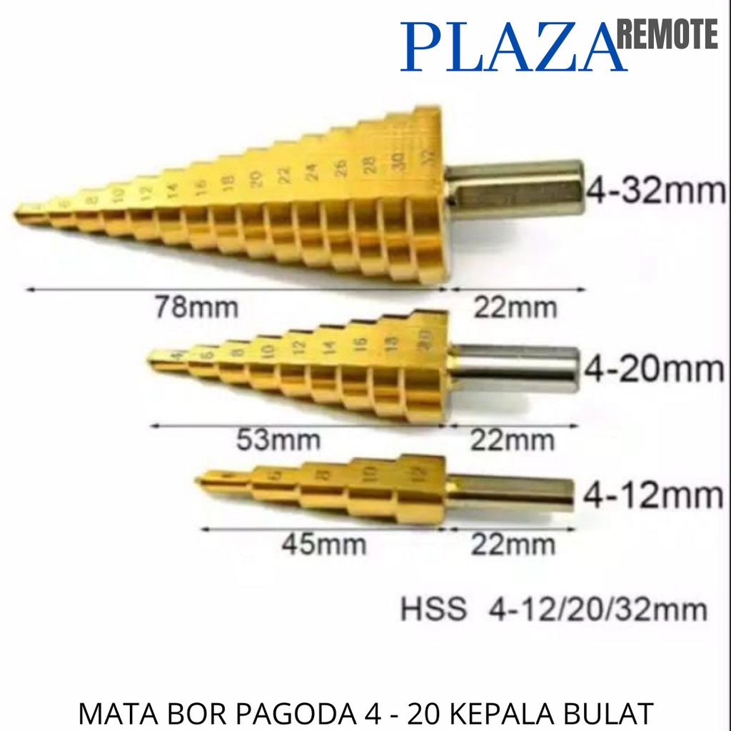 MATA BOR PAGODA HSS TITANIUM STEP CONE KEPALA BULAT