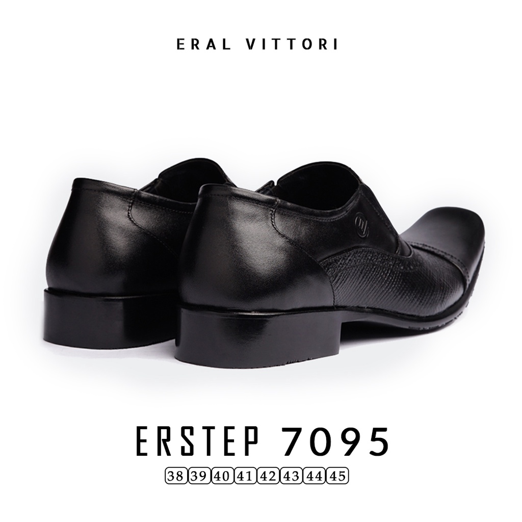 Eral Vittori - Erstep 7095 Sepatu Kantor Pria  Kulit Pantofel Hitam Formal