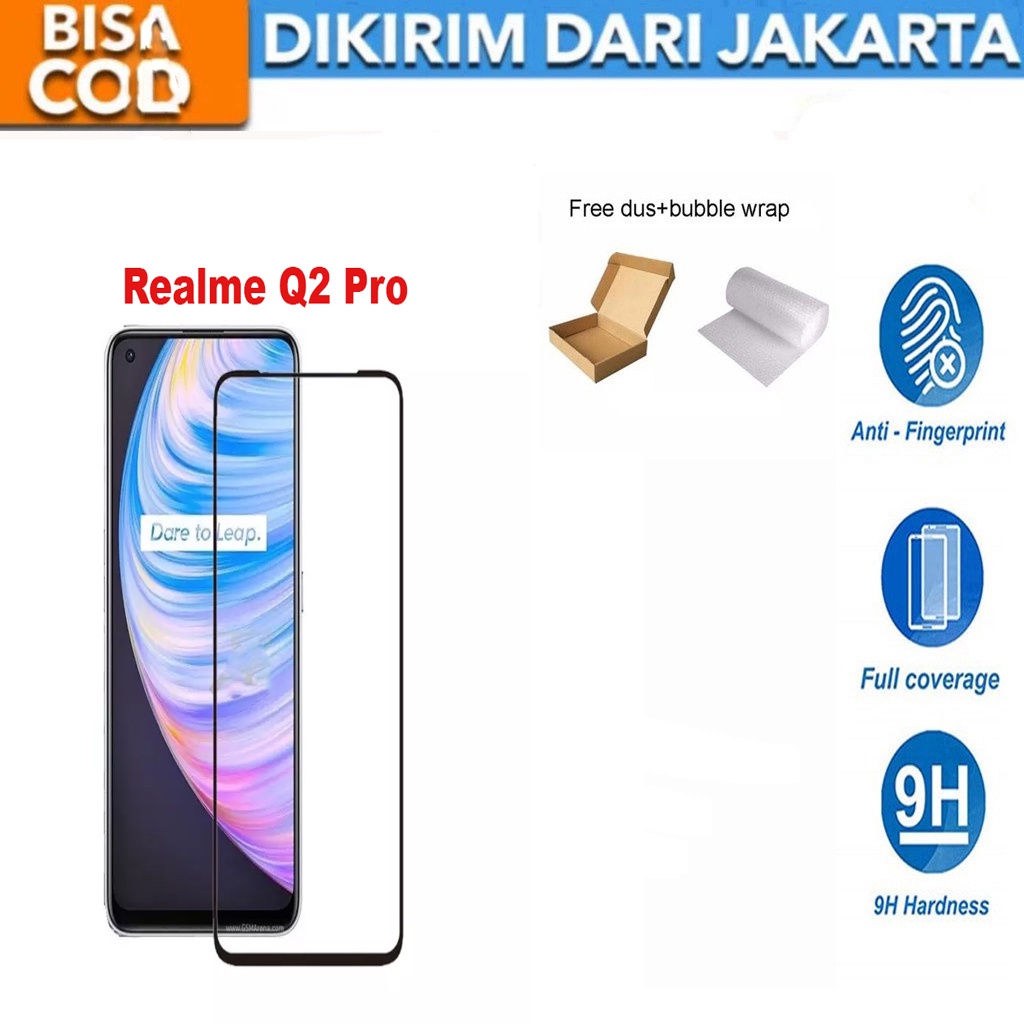 Tempered Glass Realme Q2 Pro Full Cover/Full Screen Screen Protector Anti Gores