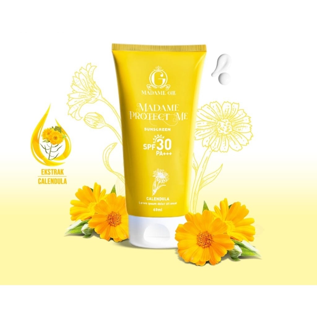 ✿ MADAME ✿ MADAME GIE SUNBLOCK PROTECT ME SPF 30 SUNSCREEN CALENDULA TINTED BPOM