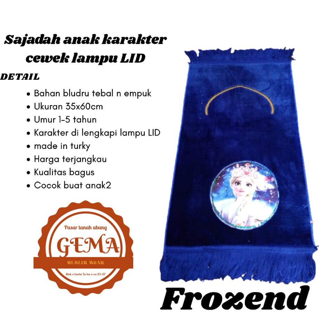 sajadah anak karakter cewek frozend lampu lid