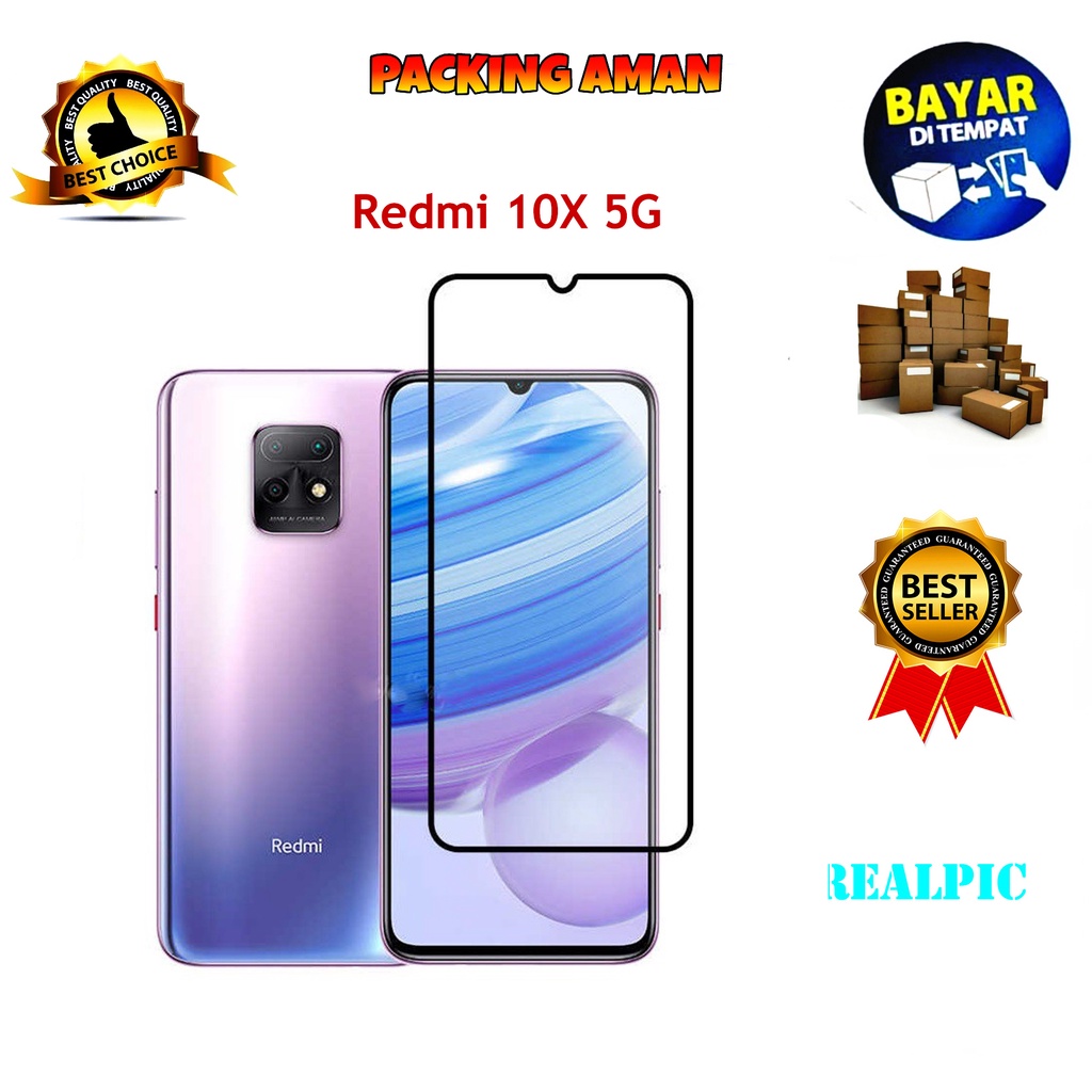 Tempered Glass Xiaomi Redmi 10X 5G Full Cover / Full Screen Protector Anti Gores