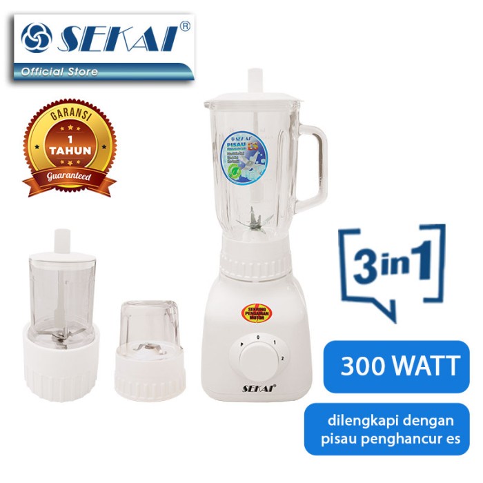 SEKAI Blender Kaca 3in1 BL752GL Pelumat 1 Liter BL 752 GL