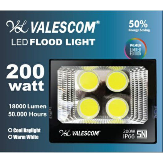 Lampu LED Tembak COB Valescom 50,100,200,300 &amp; 400 Watt ip66 SUPER BRIGHT