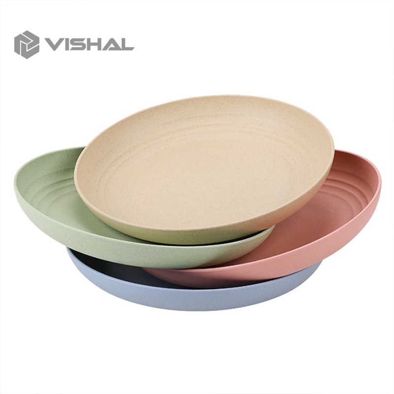 VISHAL Piring Makan Wheat Straw Dinner Plate Set 4pcs Set Piring Makan Wheat Straw Dinner Plate VS19