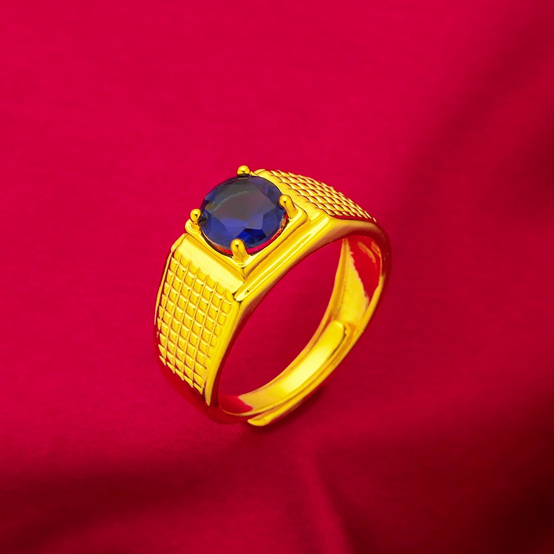 Cincin Pria Emas Asli Kadar 375 Tunangan Lapis Hias Cincin Batu Permata Berlian Zirkon Putih Hijau Merah Biru Untuk