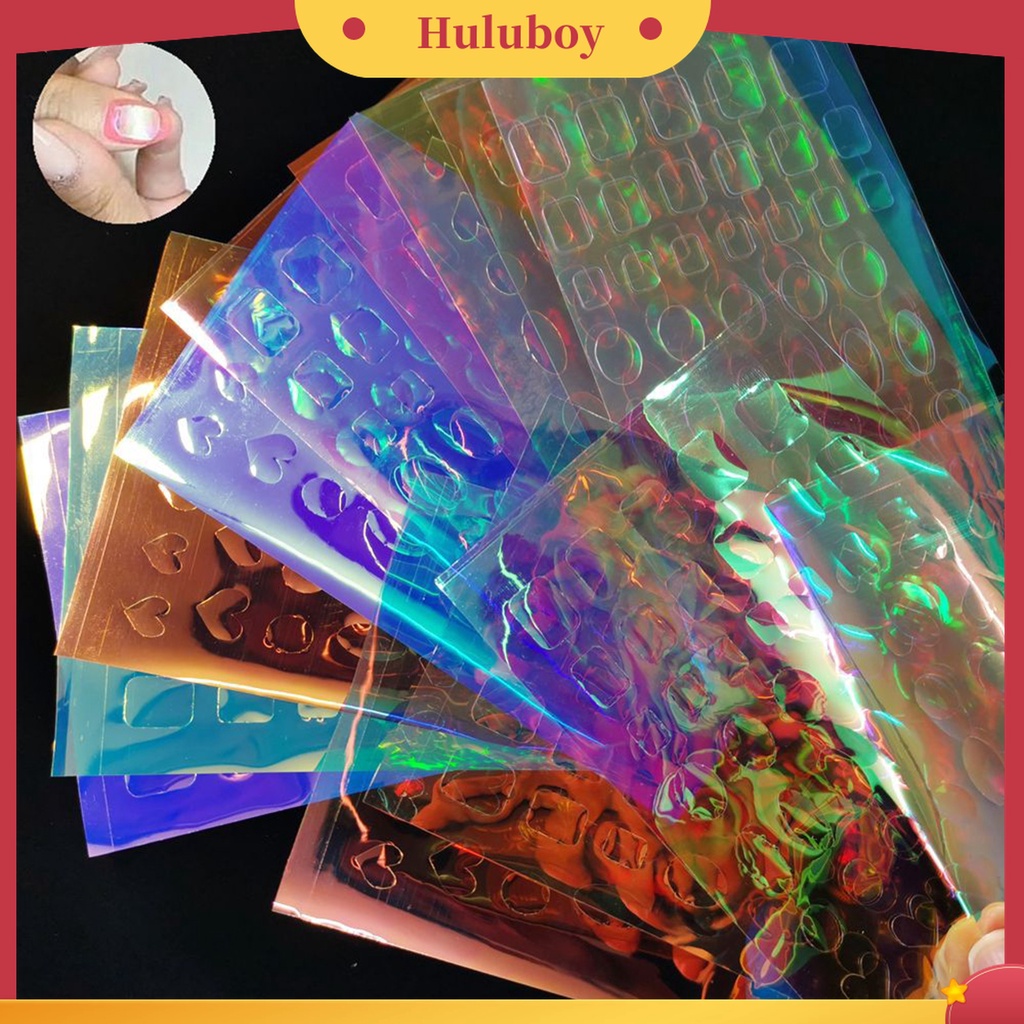 Huluboy Huluboy♡ 11pcs / Set Stiker Kuku Efek Aurora Foil Warna-Warni Untuk Dekorasi Manicure