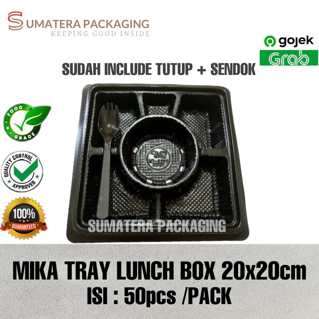 MIKA TUMPENG MINI KOTAK SEKAT 6 + TUTUP +  SENDOK 2in1 isi 50pcs lunch box bento medan