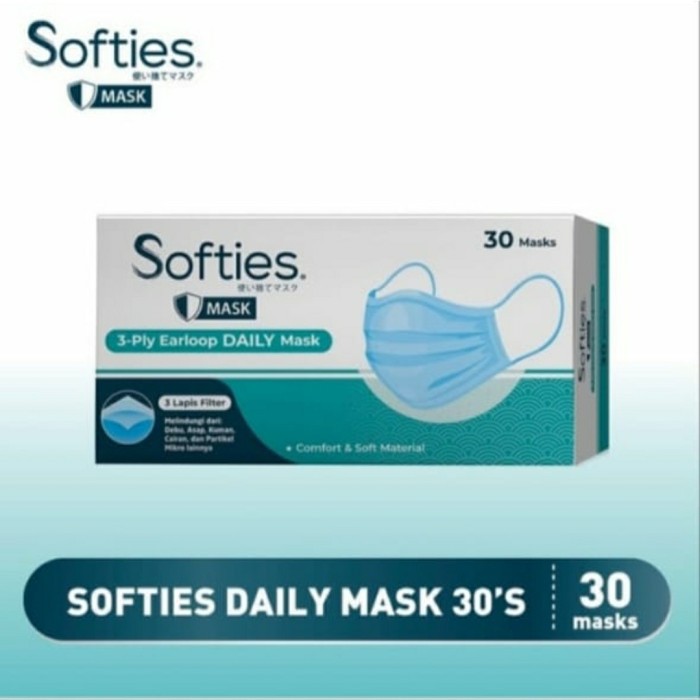 Masker 3 ply Softied Earloop Daily Mask 30 pc