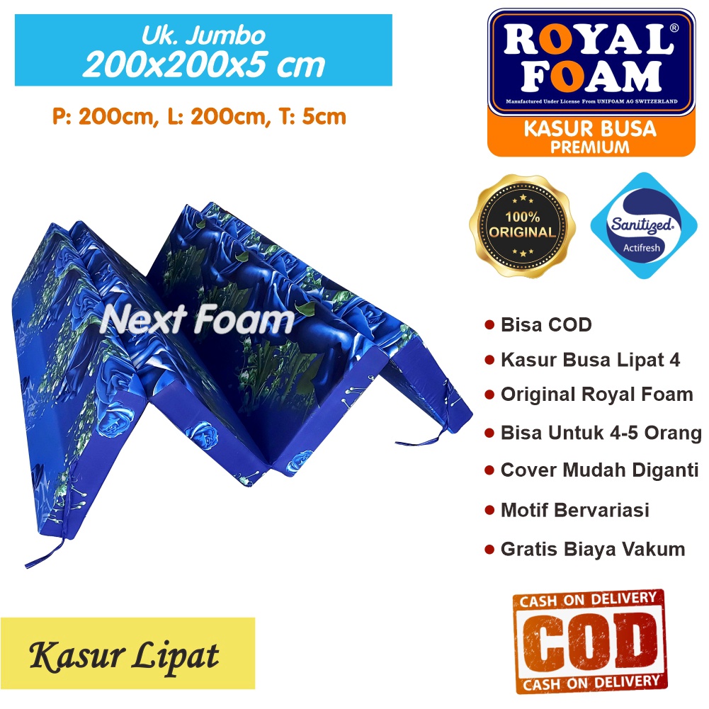 Kasur Busa Lipat Royal Foam Ukuran Jumbo 200x200x5 cm Tebal 5 cm D16 ORIGINAL