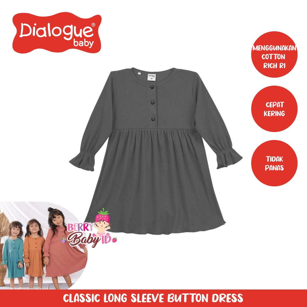 Dialogue Classic Long Sleeve Button Dress Baju Bayi Anak Perempuan Berry Mart