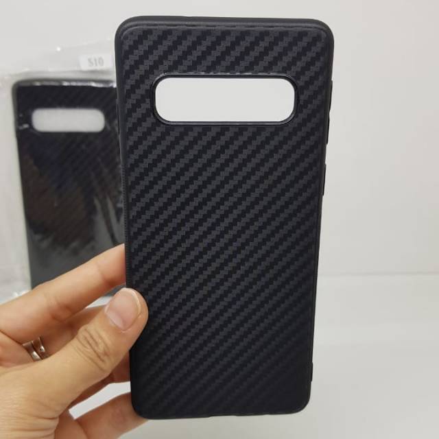 Soft Case Samsung S10 6.1 inchi Black TPU Fiber Carbon Samsung Galaxy S10 Casing Samsung G973