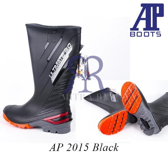 AP 2015 Ultimate Sepatu Safety TERMURAH ,Boots Karet Motor Abu Hijau Hitam Orange