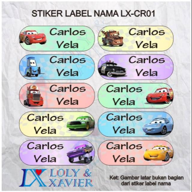 

Sticker nama anak waterproof cars