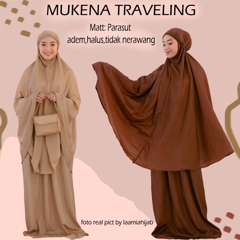 COD-Mukena Traveling Parasut Premium tidak nerawang by Zamia / mukena parasit premium