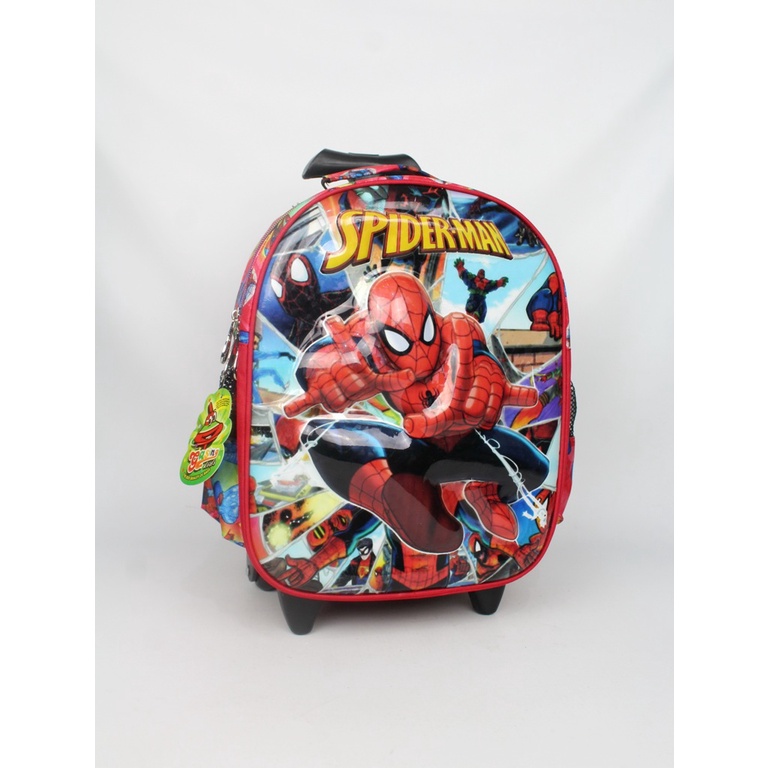 Tas Troli Tas Trolley Tas Anak TK Tas Anak SD Cowok Motif Spidermen Free Kotak Pensil