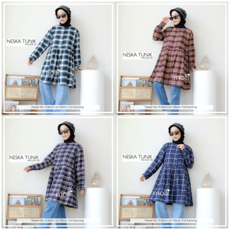 NESKA TUNIK / TUNIK FLANEL KOTAK KOTAK / TUNIK KEKINIAN