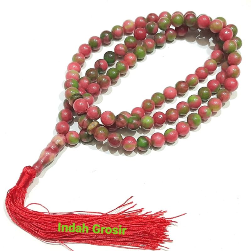 TASBIH BATU AKI LUMUT PINK 8MM 99BUTIR NATURAL