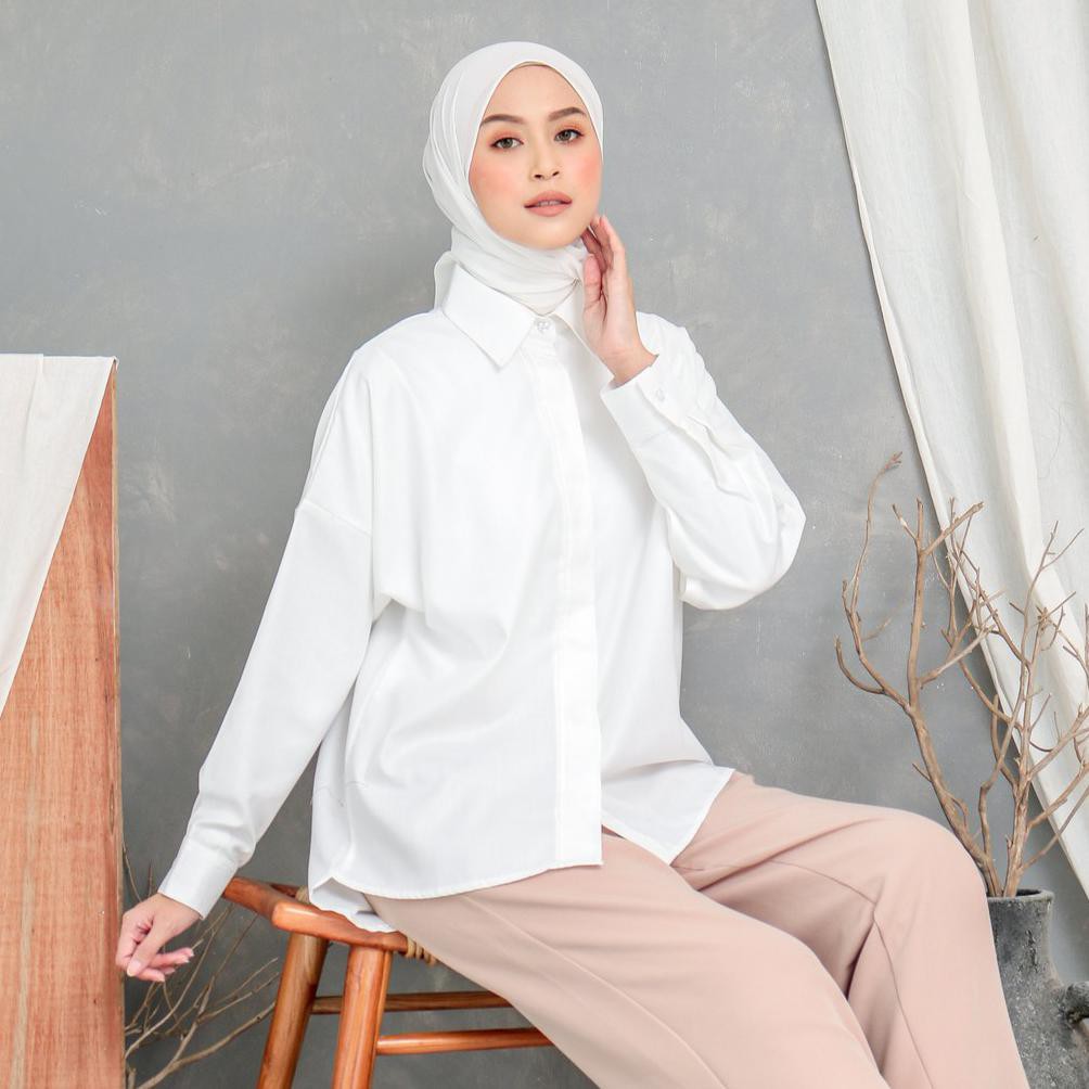 NEW EVONNE Letty Shirt White Hide Button Basic Oversize Pattern LD120 E03-04 ALLSIZE XXL PROMO