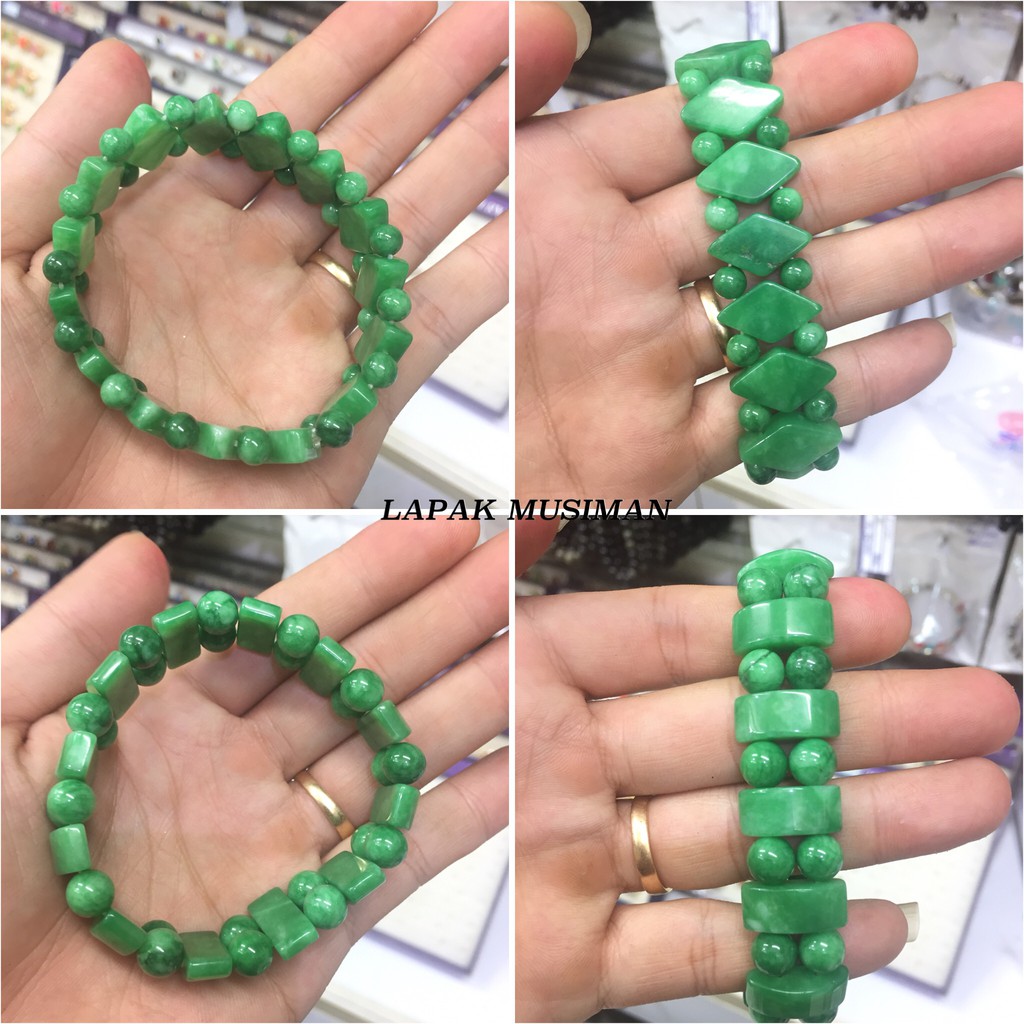 [Bayar di Tempat] GELANG BATU GIOK CHINA ASLI NATURAL - 5 MODEL