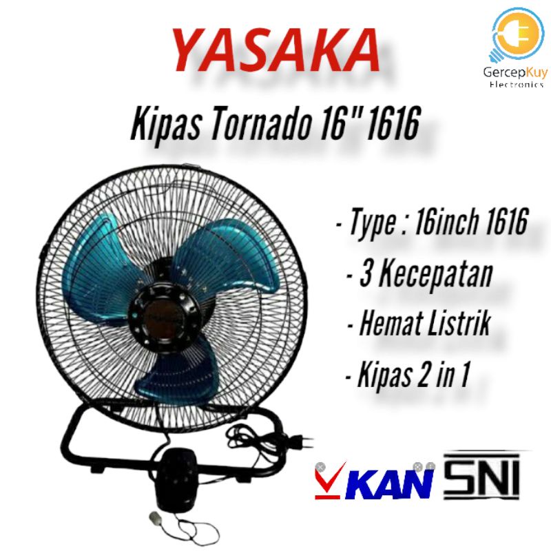 KIPAS ANGIN 16&quot; BESI 2IN1 YASAKA / DESK FAN 16&quot; TORNADO / WALL FAN 16&quot; TORNADO / KIPAS MEJA BESI 16&quot; / KIPAS DINDING BESI 16&quot;