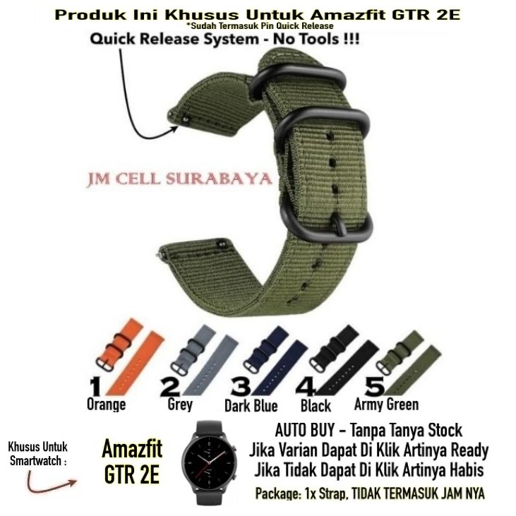 Tali Jam 22mm Strap Amazfit GTR 2E - Nylon Stitching 3 Metal Buckle