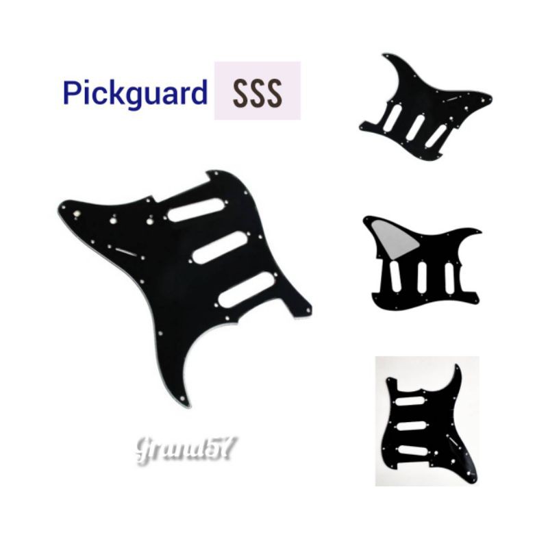 Pickguard sss gitar elektrik fender st stratocester single coil black