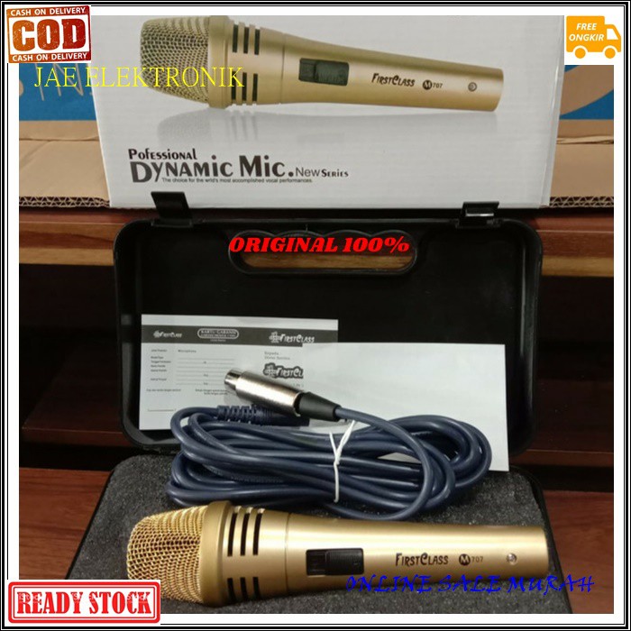 G510 First class Mic kabel dynamic ORIGINAL  Microphone besi metal profesional firstclass pro sing cable karaoke vocal audio sound mik pengeras suara mikrophone EMAS  Bisa buat segala jenis audio sound  WARNA EMAS Bahan dari BESI  Langsung nyala