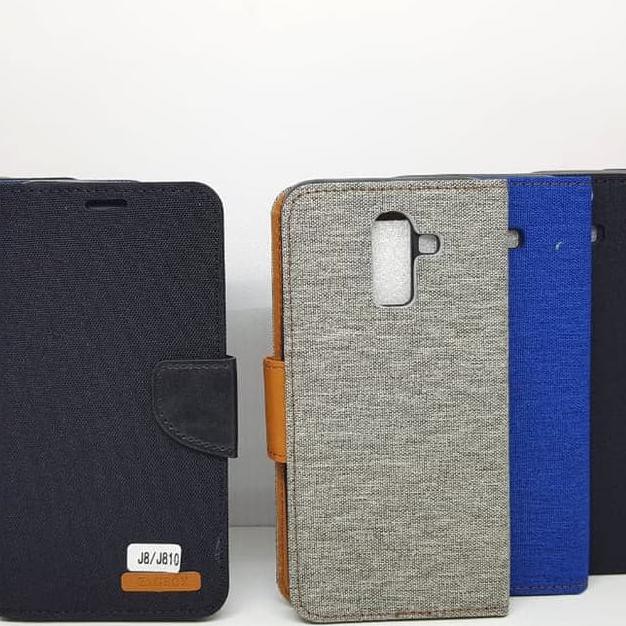 Flip Case Samsung J8 2018 Canvas Diary Samsung A6 Plus A6+ Flip Magnet