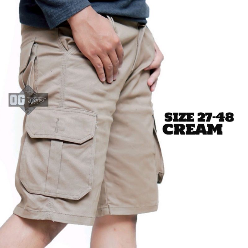 Celana Pendek Cargo Pria Gunung Casual Bahan Melar Big Size Jumbo-4