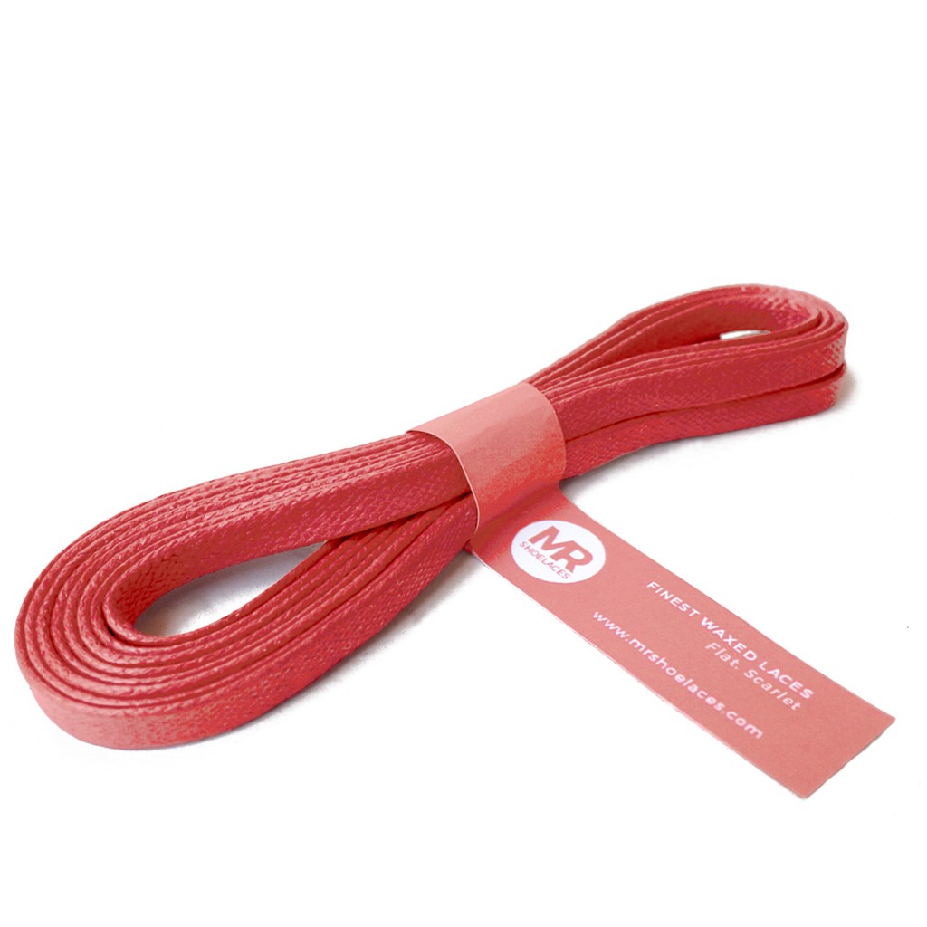 MR Shoelaces FT42 Scarlet - Tali Sepatu Lilin 6-7mm Gepeng Flat Pipih (Waxed Laces) 125cm