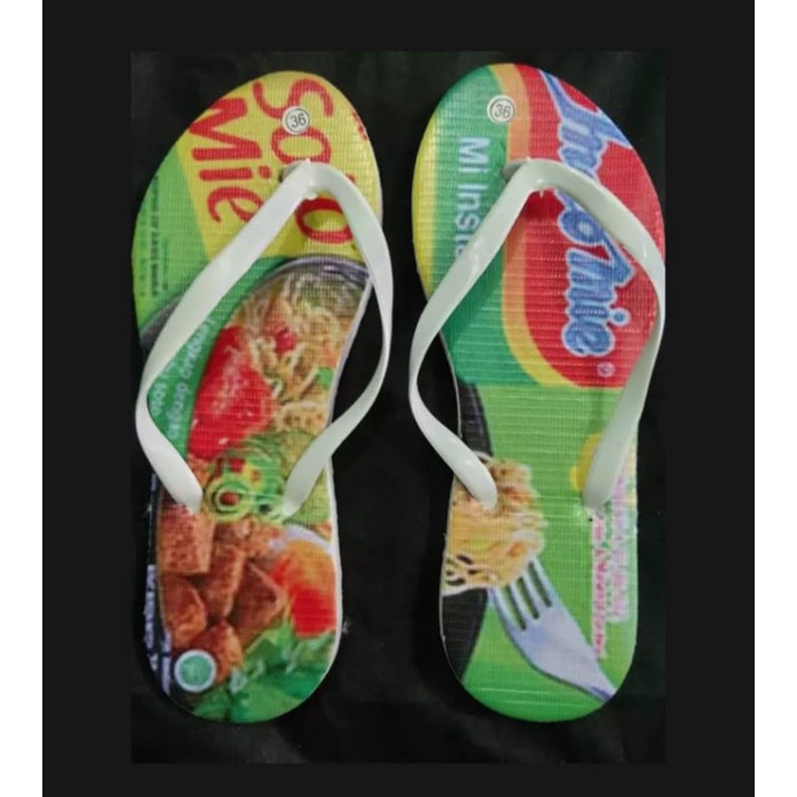 sandal jepit  motif mie terbaru