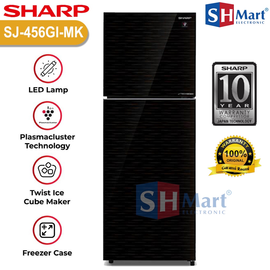 KULKAS 2 PINTU SHARP SJ-456GI-MK KAPASITAS 352 LITER INVERTER HEMAT LISTRIK GARANSI RESMI