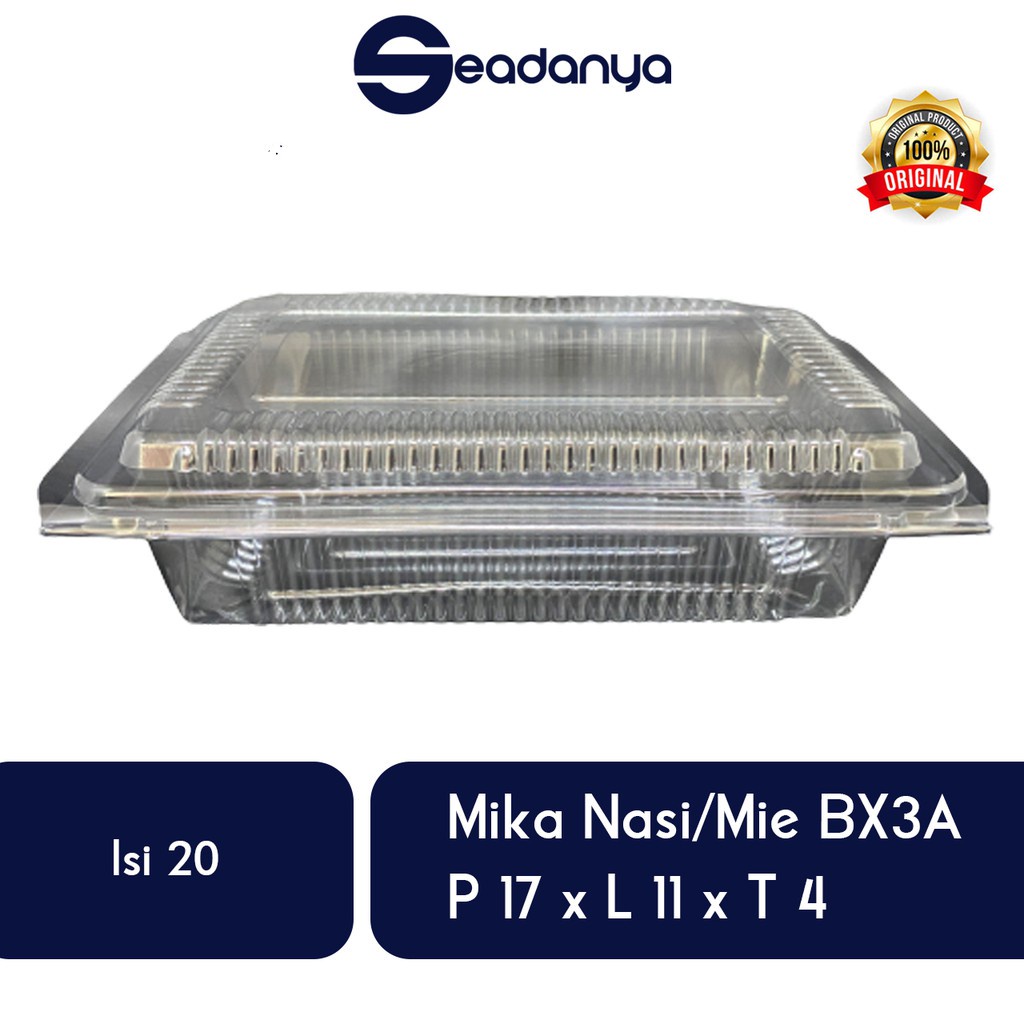 Mika Nasi & Mie (ISI 20pcs) BX 3A P:17/L:11/T:4 -Kotak Mica Nasi Kuning, Campur, Goreng, Mie Goreng