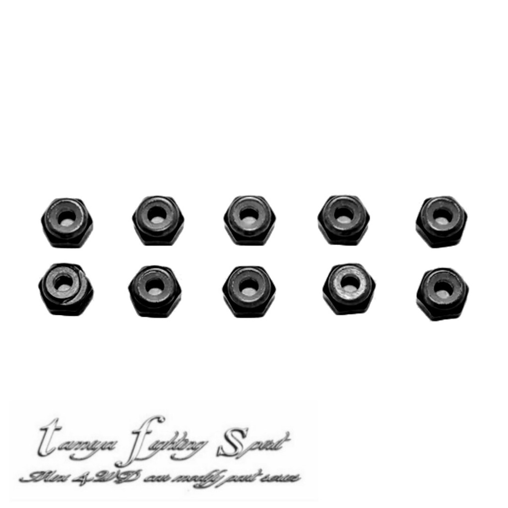 Rep Lock Nut Tamiya M2 4.5mm 10pcs Aluminium 94907 2mm Black - NS201