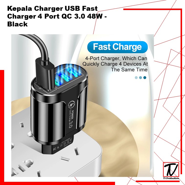 Adaptor Quick Charger USB Fast Charger 4 Port QC 3.0 48W