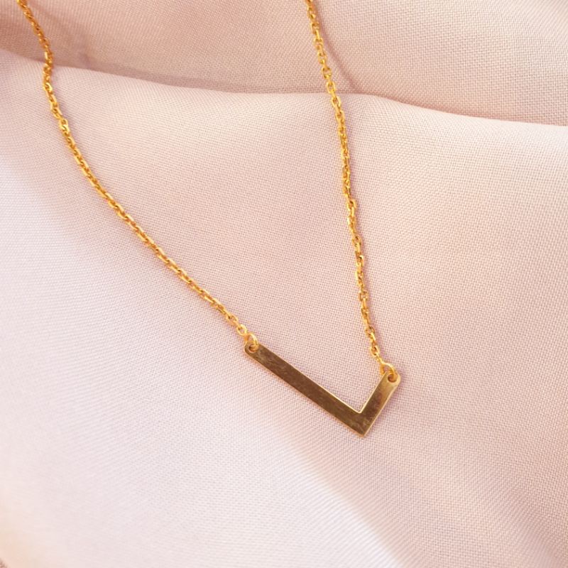 Kalung huruf L emas asli kadar 375, perhiasan kalung, kalung dewasa, kalung emas, perhiasan emas asl
