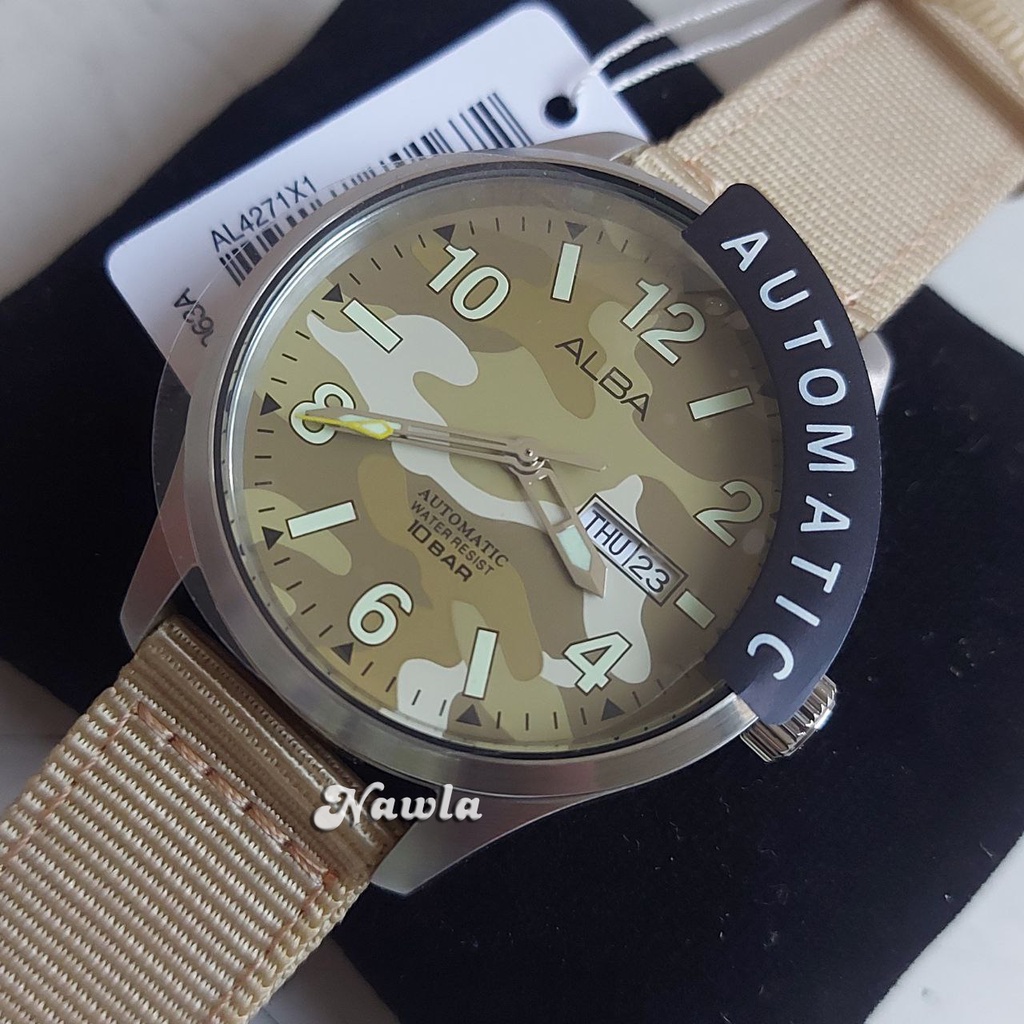 Alba Automatic AL4271X1 Beige Army - Jam Tangan Pria AL4271