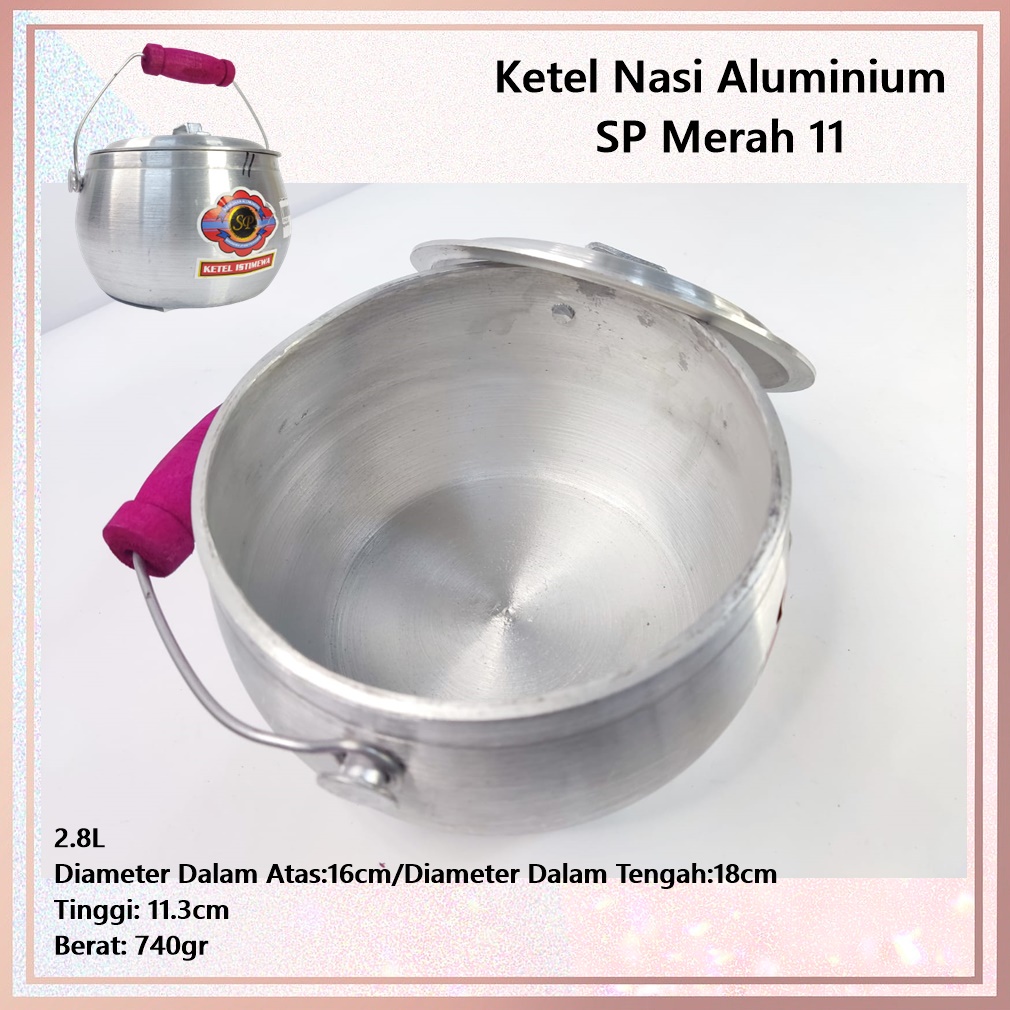 Ketel/Kastrol/Periuk Panci Nasi Liwet  Aluminium SP Merah 11 ± 2.8L