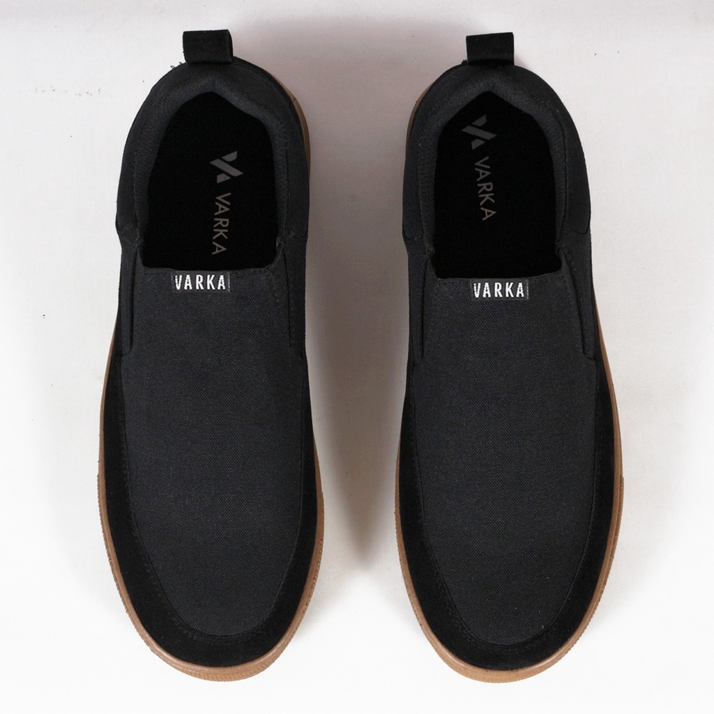 Sepatu Sneakers Pria V 5384 Brand Varka Sepatu SlipOn Pria Kuliah Kerja Jalan Jalan Trendi - Hitam