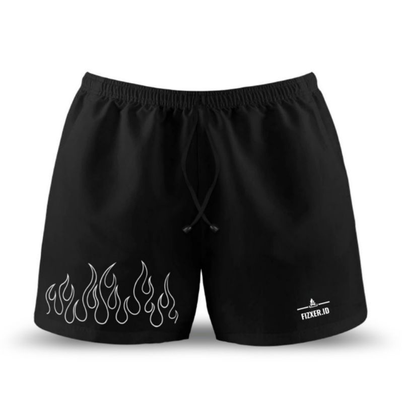 Boxer black on fire api / celana pendek katun kolor pria / shortpant / boxer pria