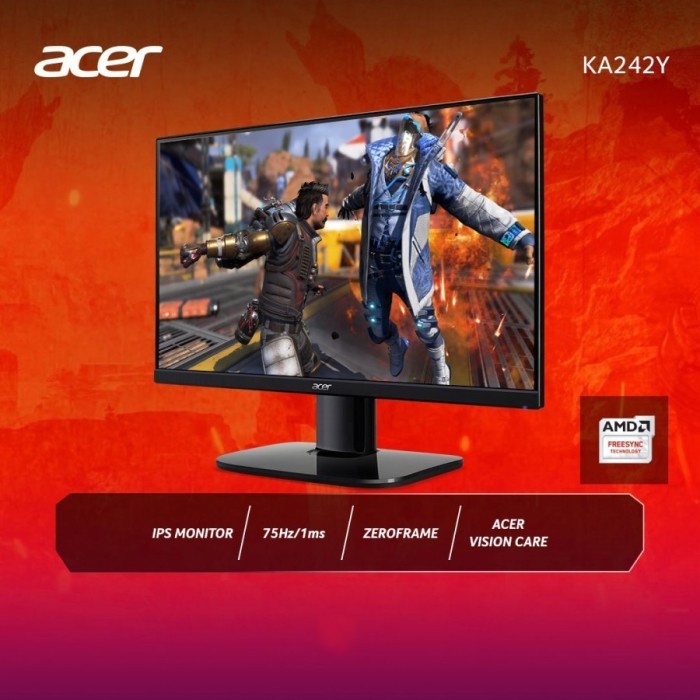 Monitor Led ACER KA242Y 24&quot; IPS 75Hz ( VGA HDMI FreeSync Vesa 100x100mm )