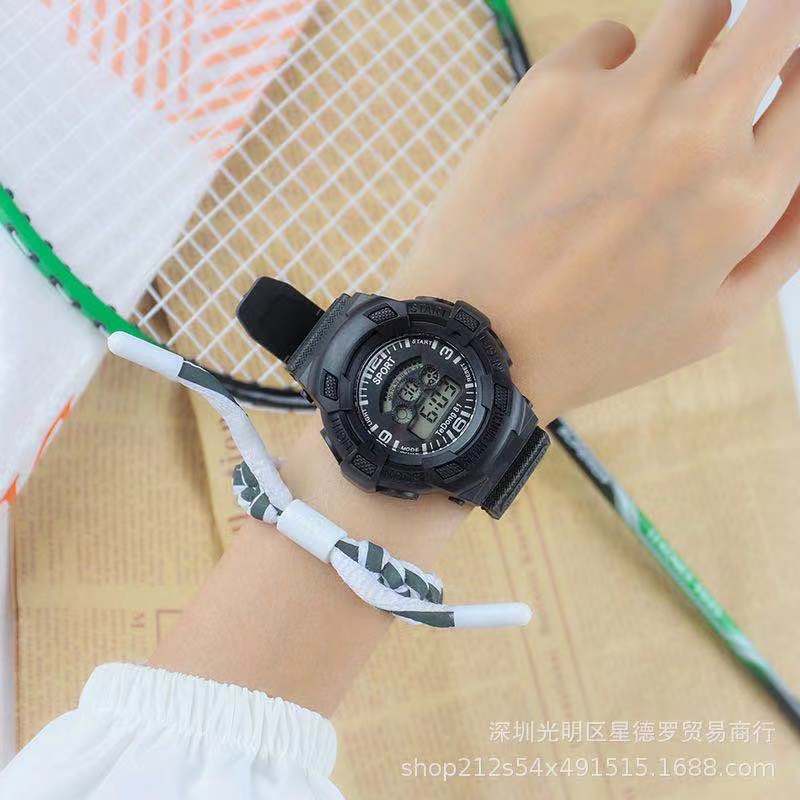 Rowling (Jam-40) Jam Tangan Cowok Hitam Strap Rubber Tali Karet Pria Digital Wanita Dimater Besar unisex Import