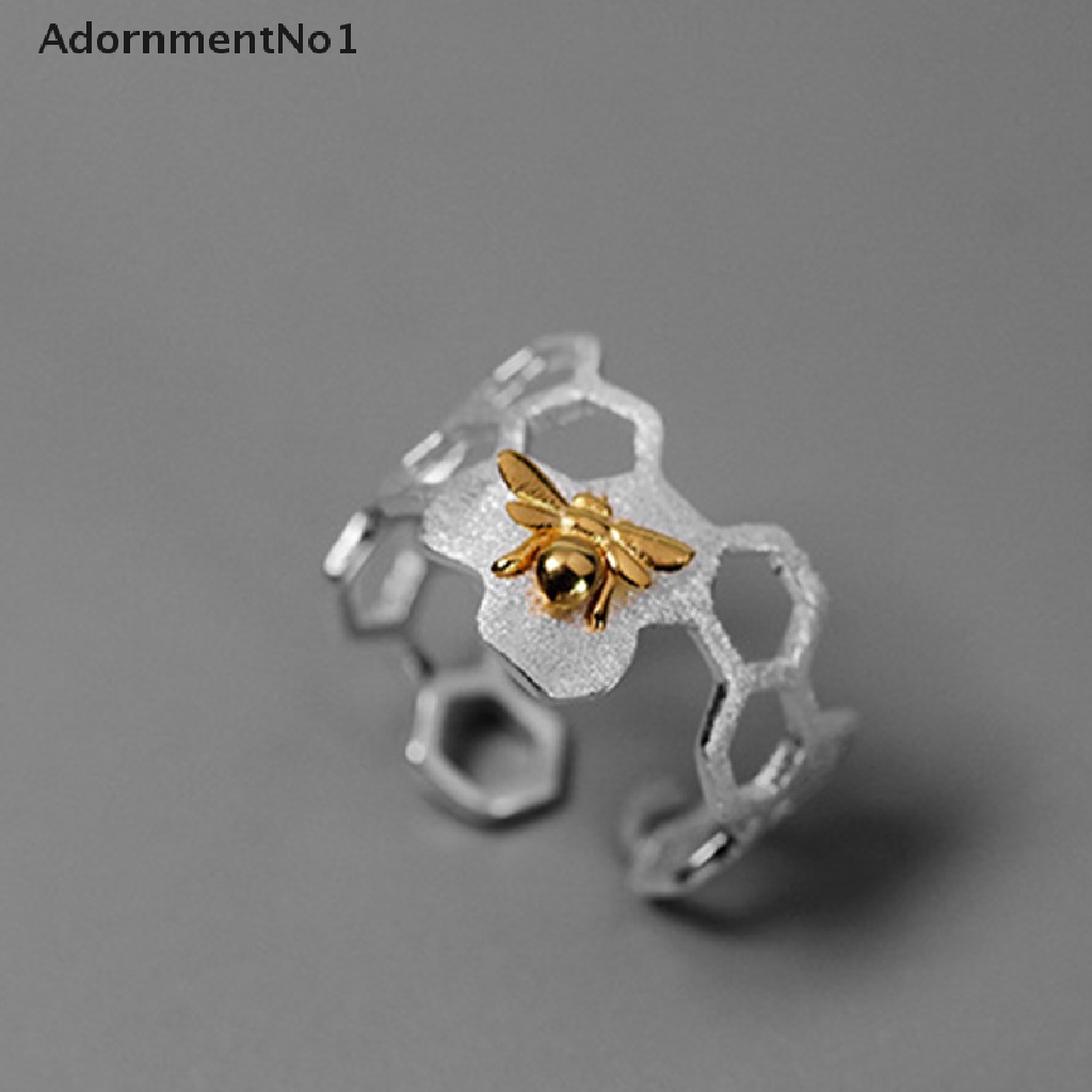 (AdornmentNo1) Cincin Terbuka Motif Sarang Lebah Aksen Hollow Untuk Perhiasan Wanita