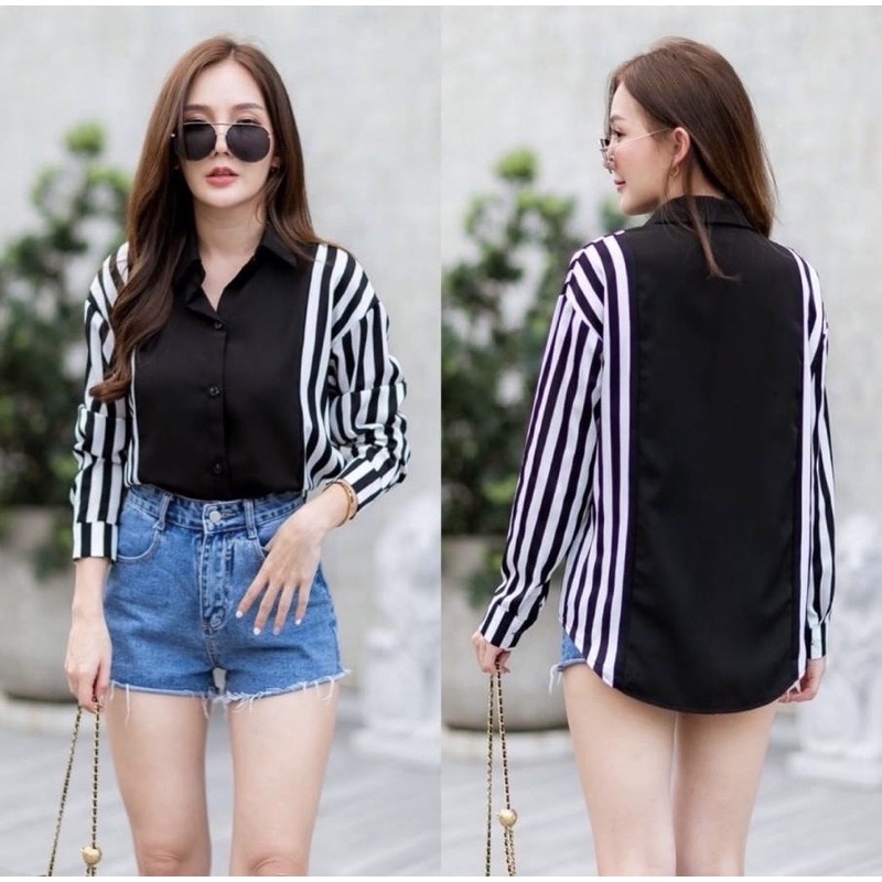 kemeja rayon wanita / kemeja twotone / ataasan casual wanita bahan rayon