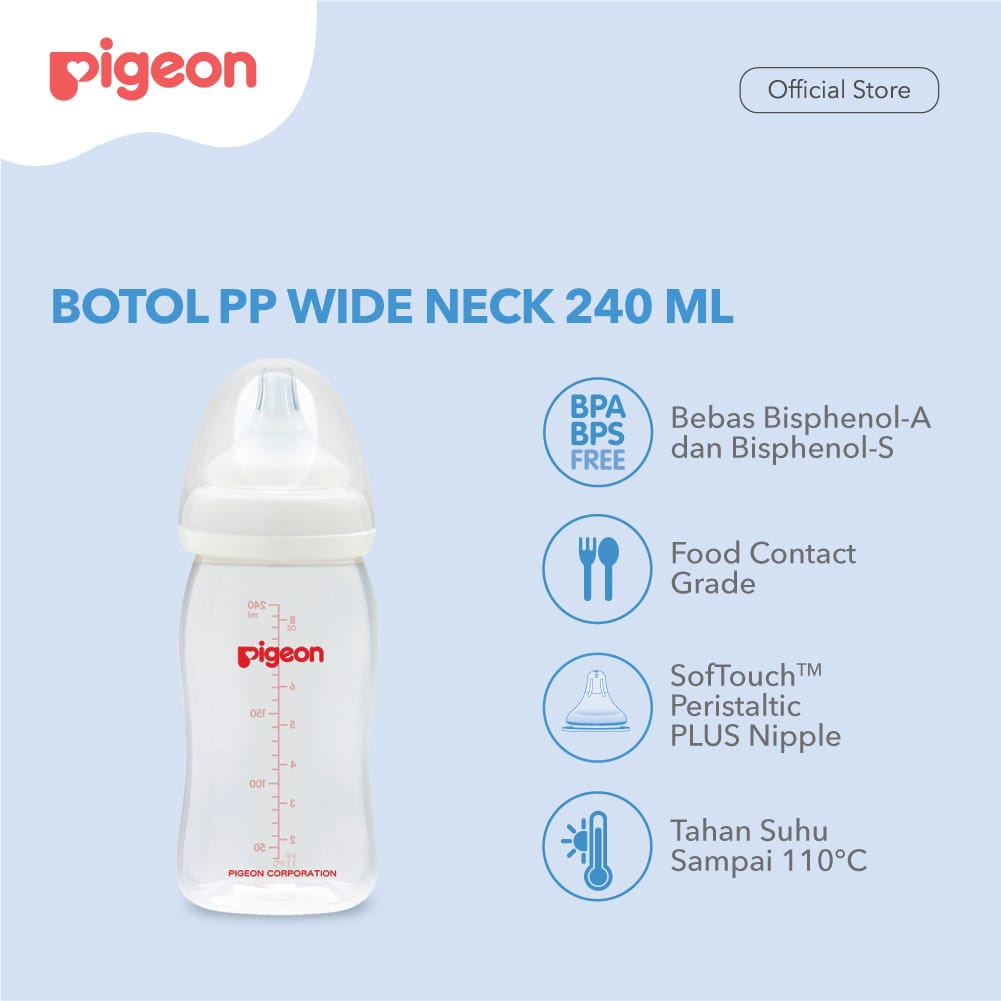 PIGEON Botol Susu PP Wide Neck Peristaltic Plus 240 ml