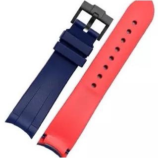 RECOMENDED CURVED END RUBBER STRAP 22MM- BLACK BLUE
